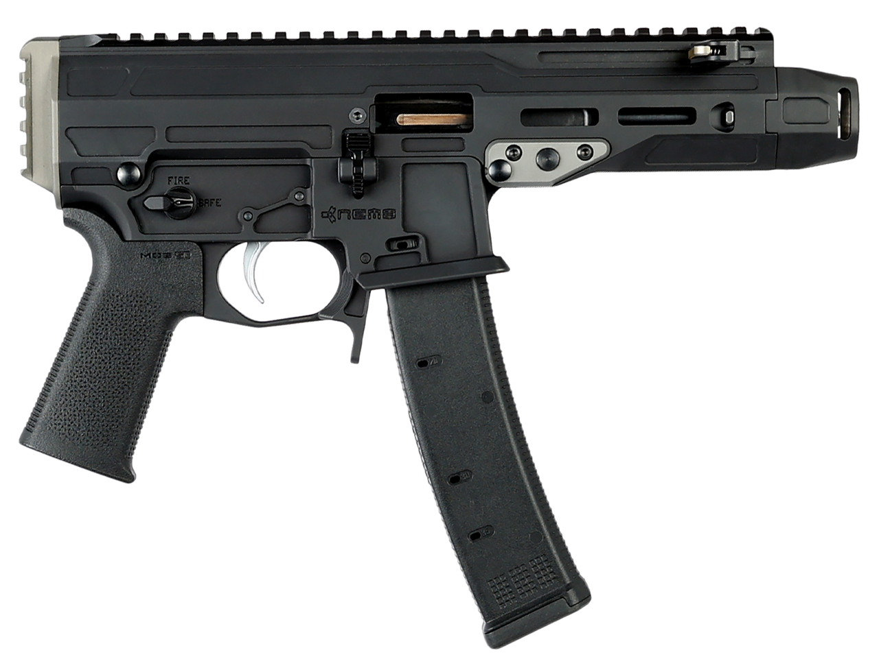 9mm, 5.8" Barrel, Black, Cap Compensator, Picatinny Rail, 35rd